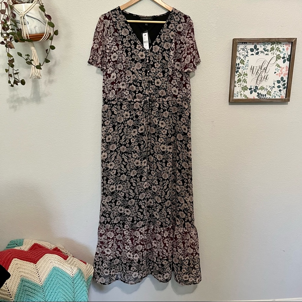 Lane Bryant sheer floral flowy maxi dress 14/16 NWT
